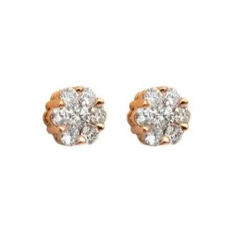 Large Diamond Flower Cluster Earrings