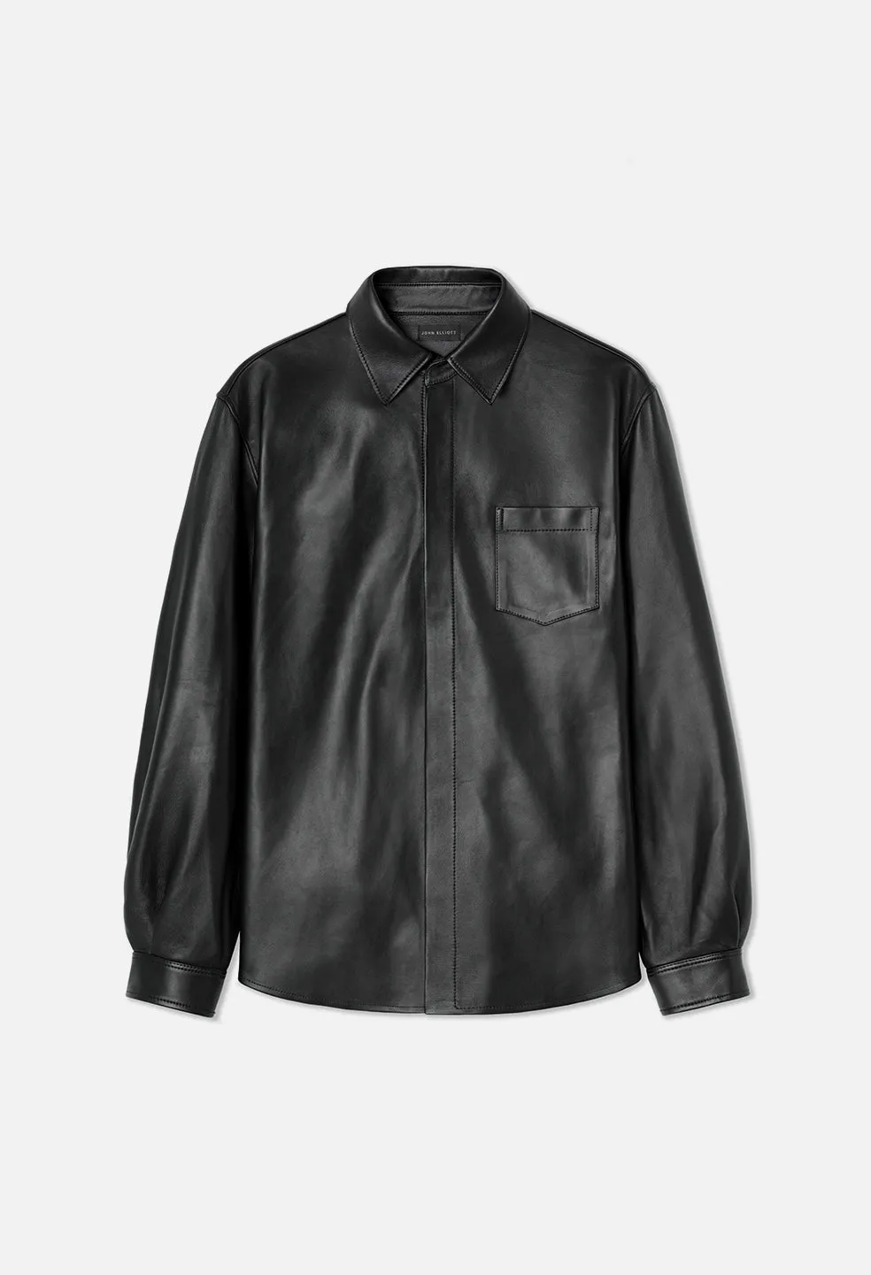 Leather Cloak Button Up / Black