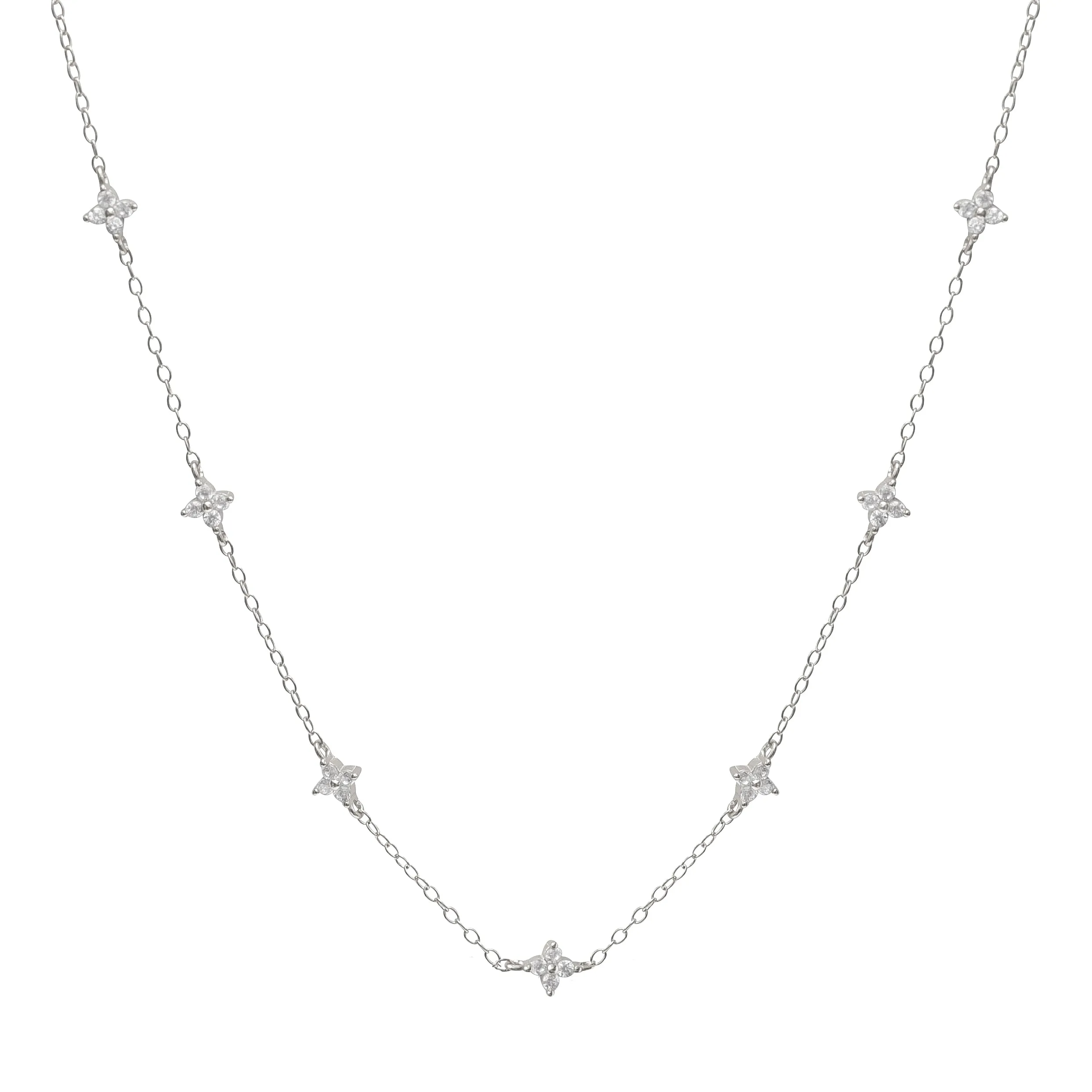 Lola Flower Necklace in Silver