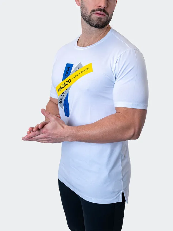 Maceoo Stretch Short-Sleeve Athletic Wear | Tee Stacked White