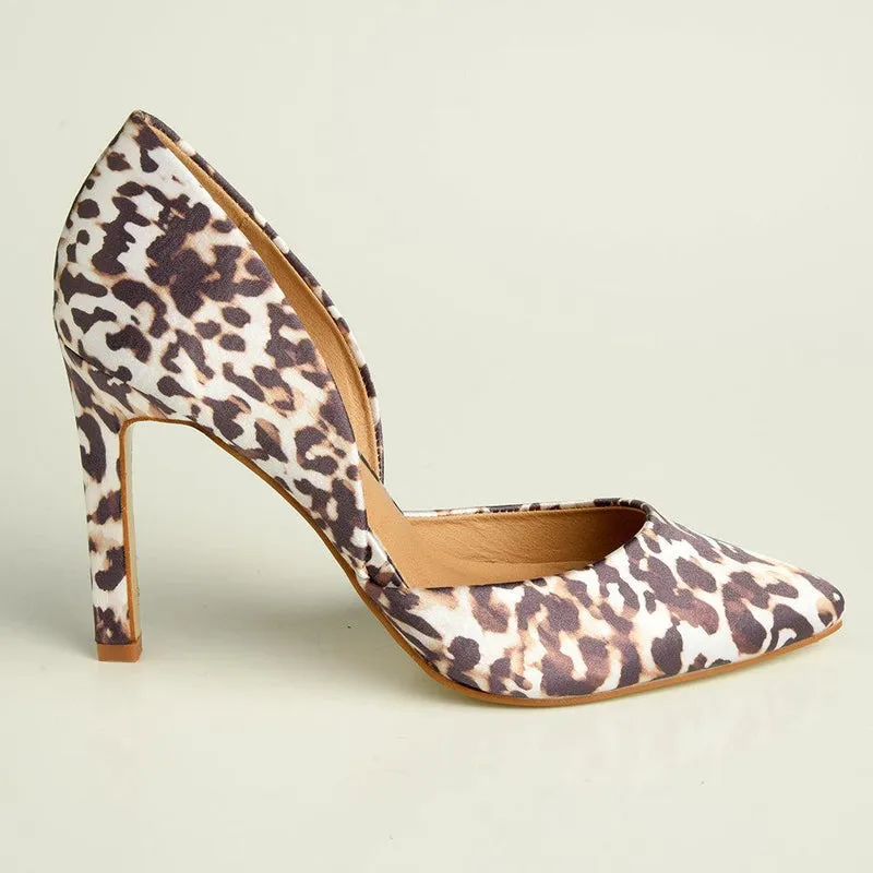 Madison Lia Open Waist Court Heels - Leopard