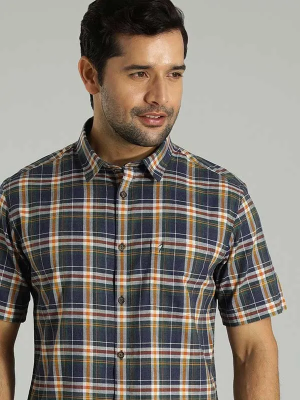 Men Checked Half Sleeve Cotton Shirt