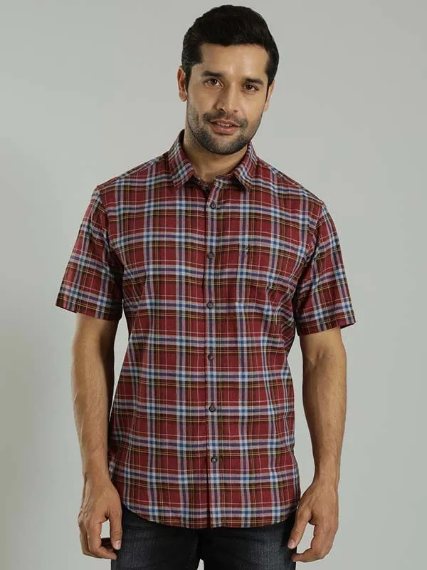 Men Checked Half Sleeve Cotton Shirt