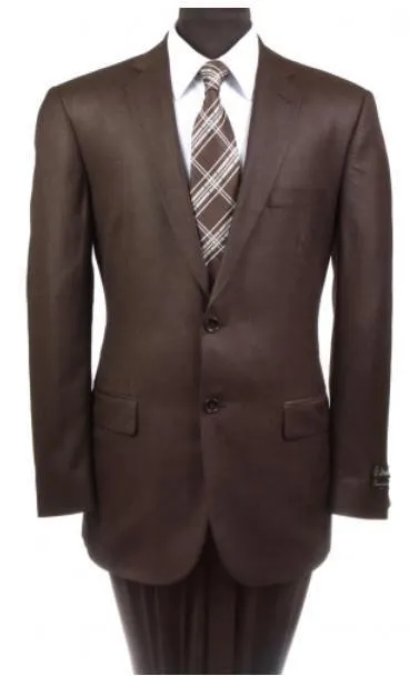 Men's  2-PC Wool Suit Regular Fit-Brown