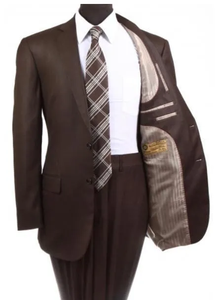 Men's  2-PC Wool Suit Regular Fit-Brown