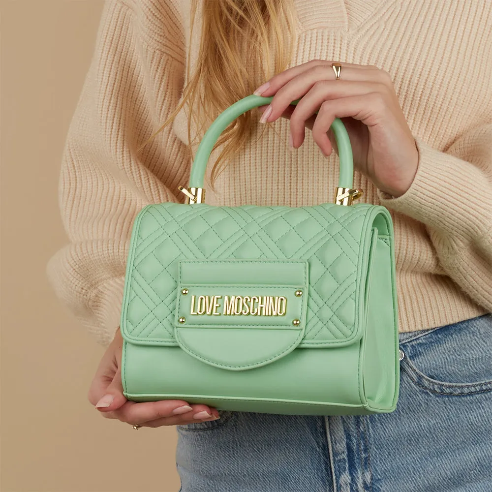 Mini Borsa a Mano LOVE MOSCHINO linea Quilted Tab Verde Menta