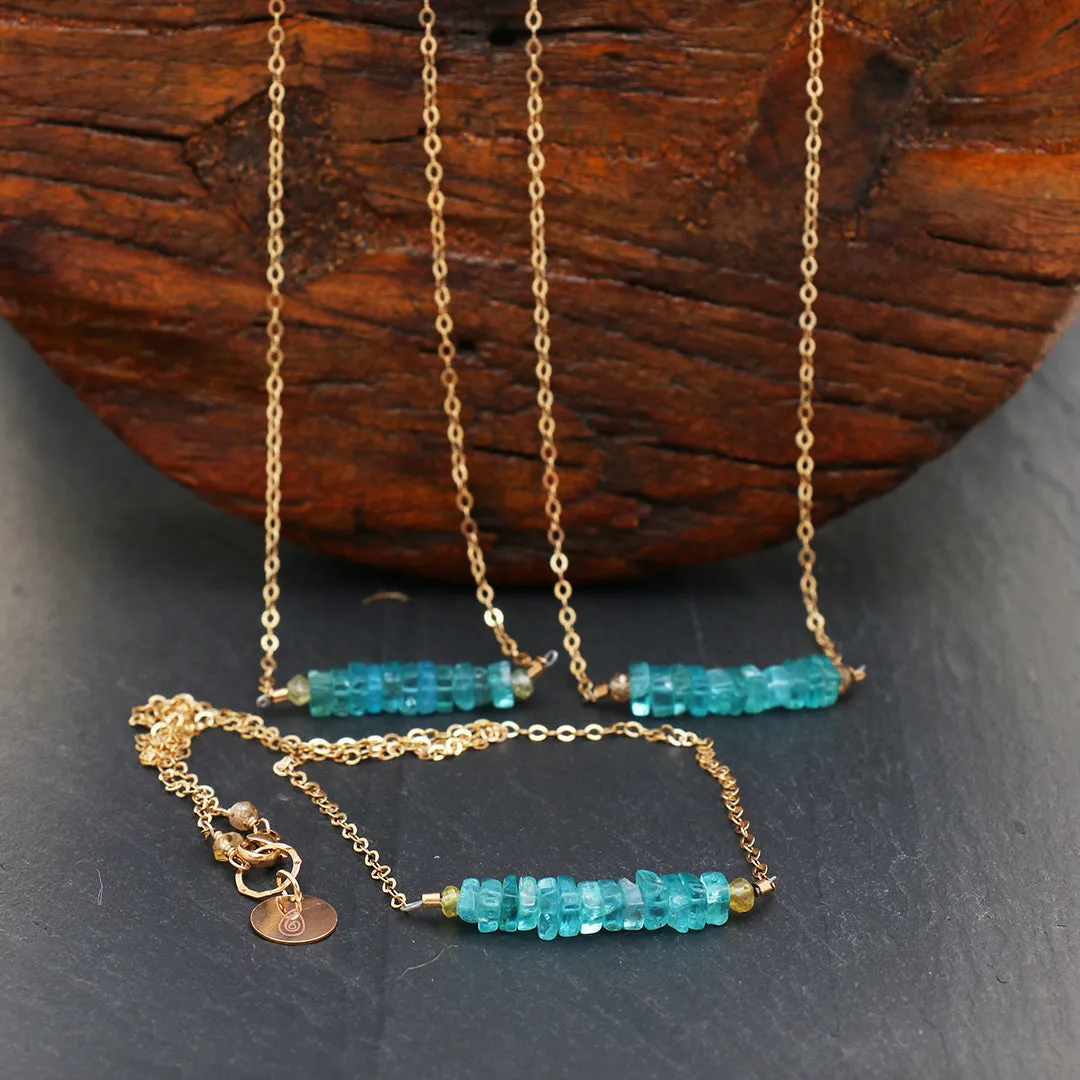 Mizu - Teal Blue Apatite Stacked Gemstone Necklace