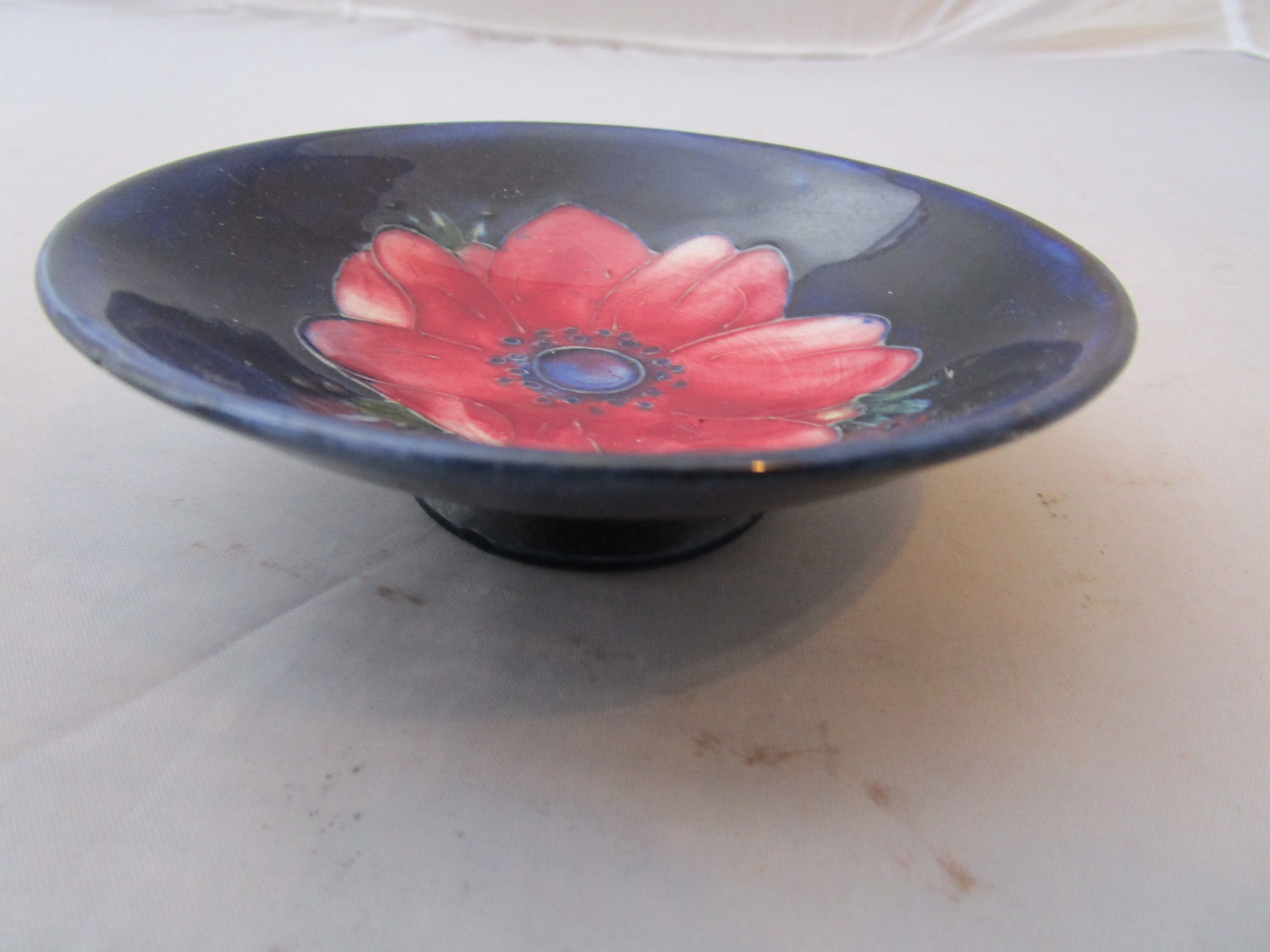 Moorcroft Anemone Flower Pattern Pin Dish Vintage Mid Century c1960