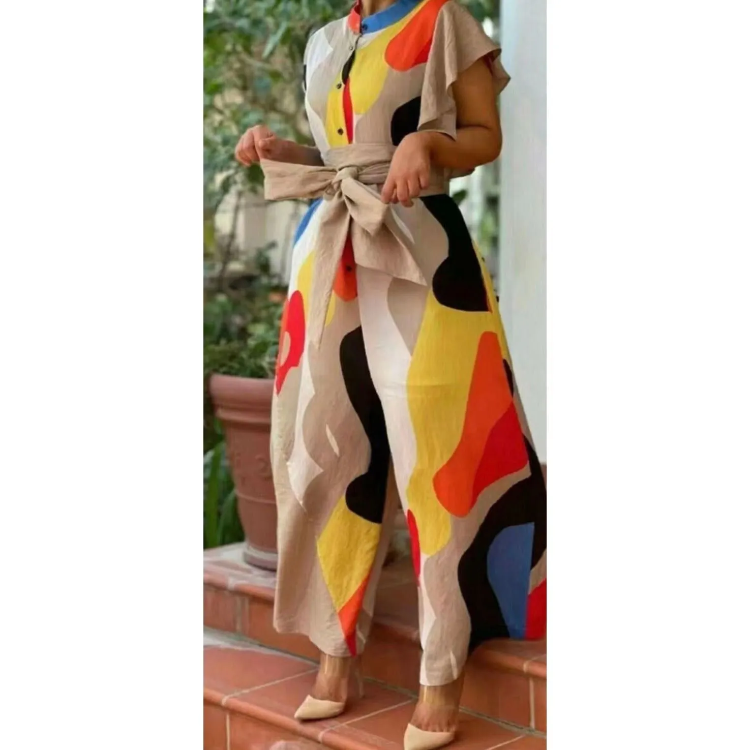 Multi-Color Cargo Overall Jumpsuit