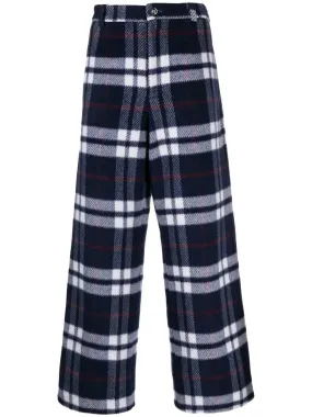 NATASHA WOOL CHECK WIDE PANTS BLU WHT