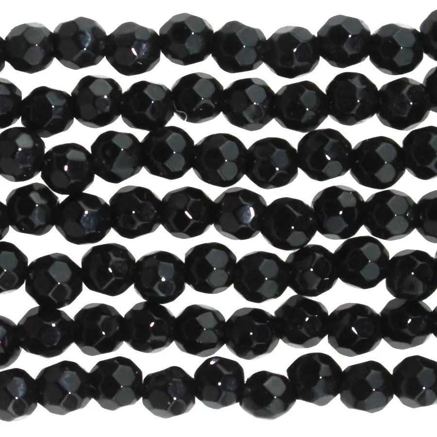 Onyx 4mm Faceted Round - 8-Inch