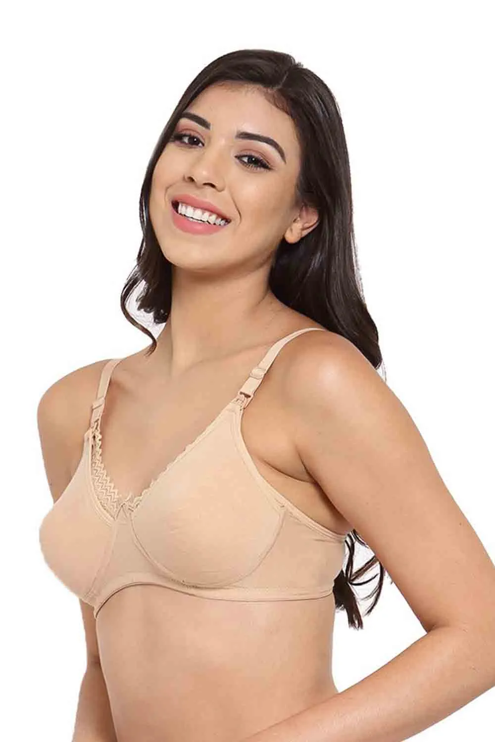 Organic Cotton Antimicrobial Laced Soft Nursing Bra (Pack of 2)-IMB003B_IMB003D