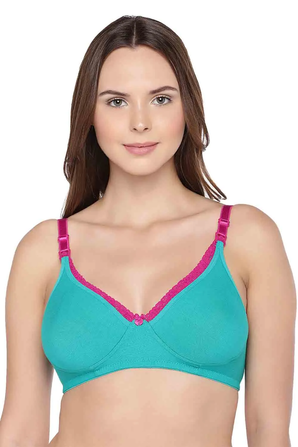 Organic Cotton Antimicrobial Laced Soft Nursing Bra (Pack of 2)-IMB003B_IMB003D