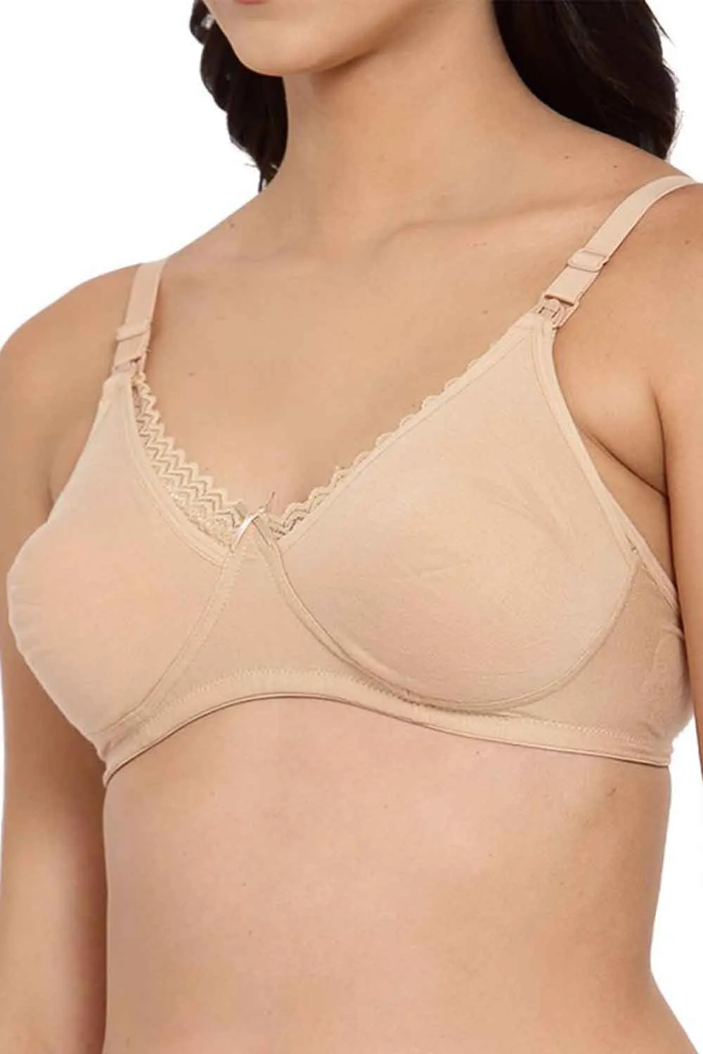 Organic Cotton Antimicrobial Laced Soft Nursing Bra (Pack of 2)-IMB003B_IMB003D