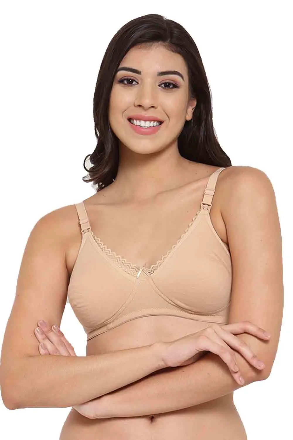 Organic Cotton Antimicrobial Laced Soft Nursing Bra (Pack of 2)-IMB003B_IMB003D