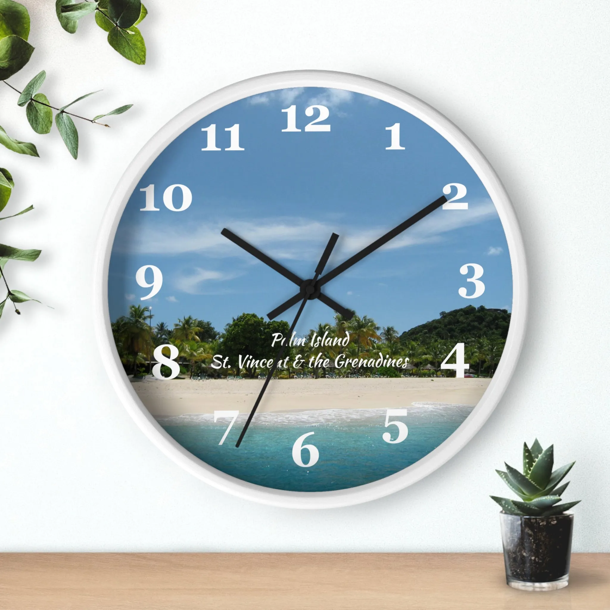 Palm Island Beach Wall Clock, St. Vincent and the Grenadines Palm Island Beach clock