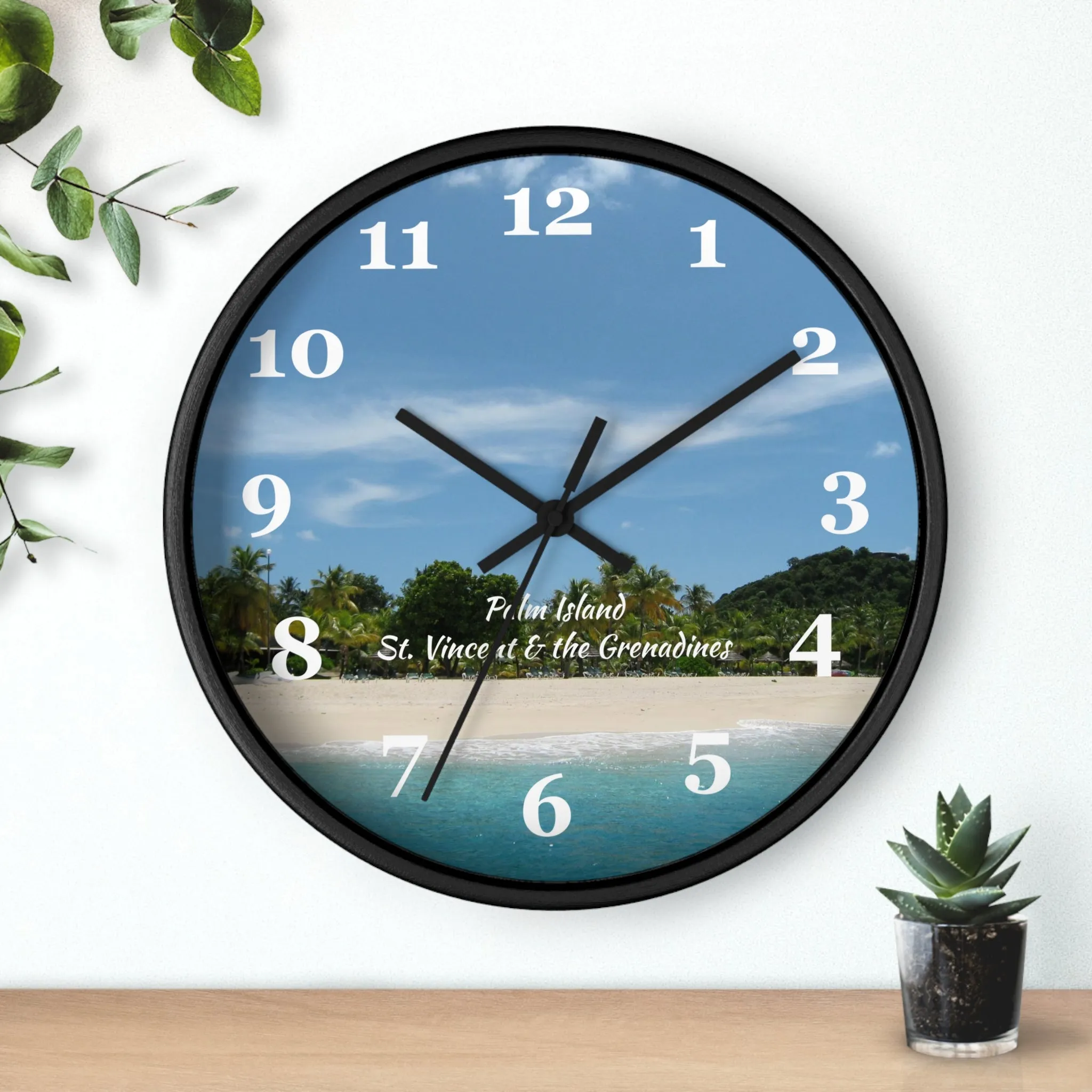 Palm Island Beach Wall Clock, St. Vincent and the Grenadines Palm Island Beach clock