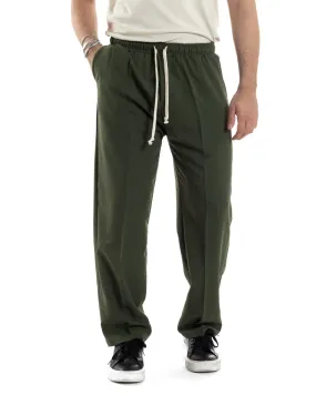 Pantaloni Uomo Pantalaccio Morbido Viscosa Baggy Verde Coulisse Fondo Largo GIOSAL-P6093A