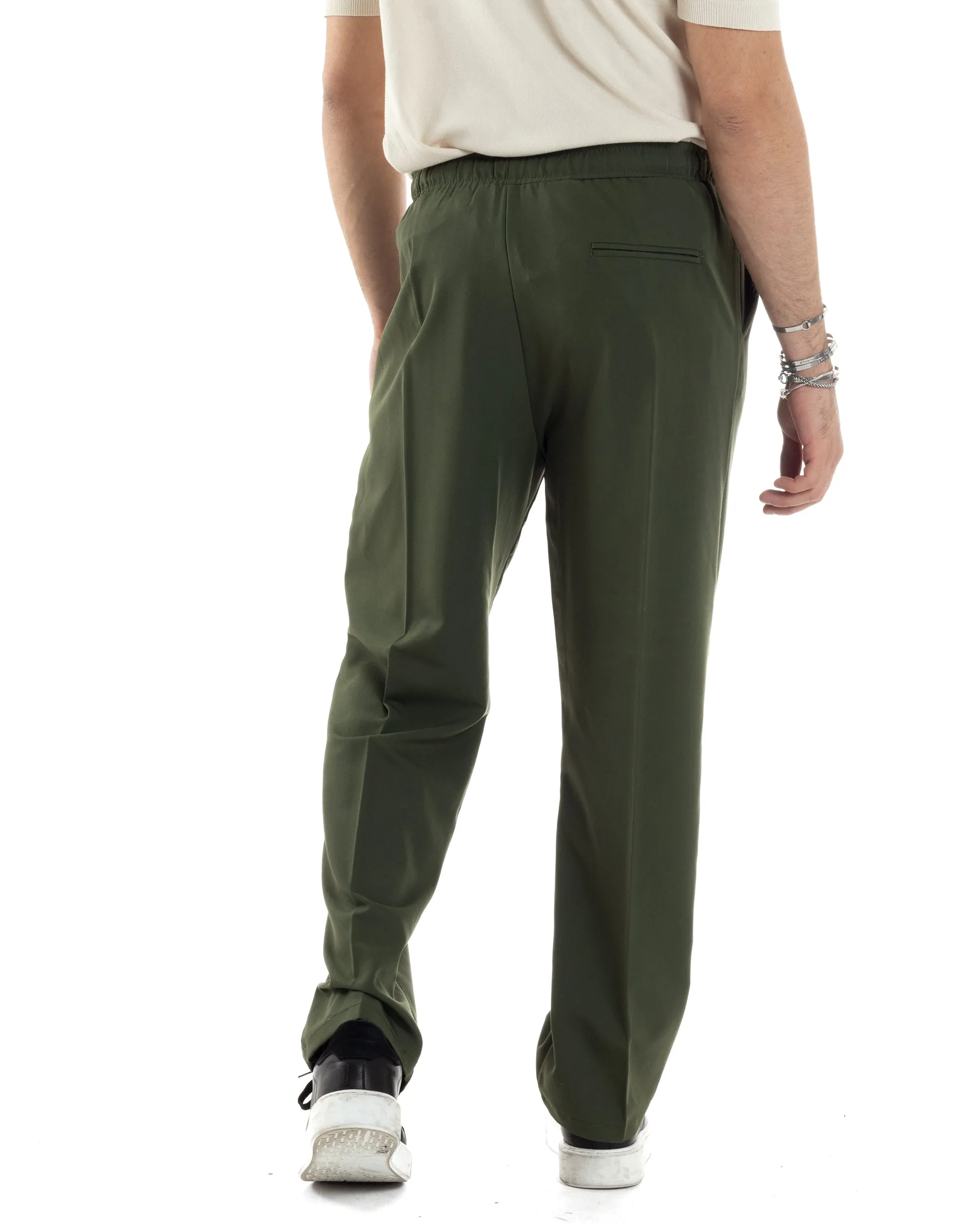 Pantaloni Uomo Pantalaccio Morbido Viscosa Baggy Verde Coulisse Fondo Largo GIOSAL-P6093A