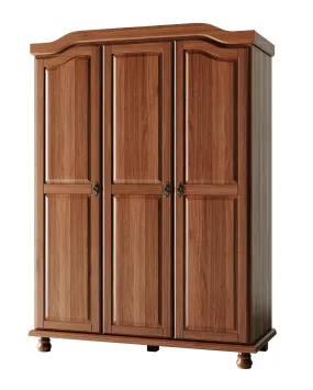 Panutre Mocha 3 Door Wardrobe with 2 Drawer and 4 Small Shelf