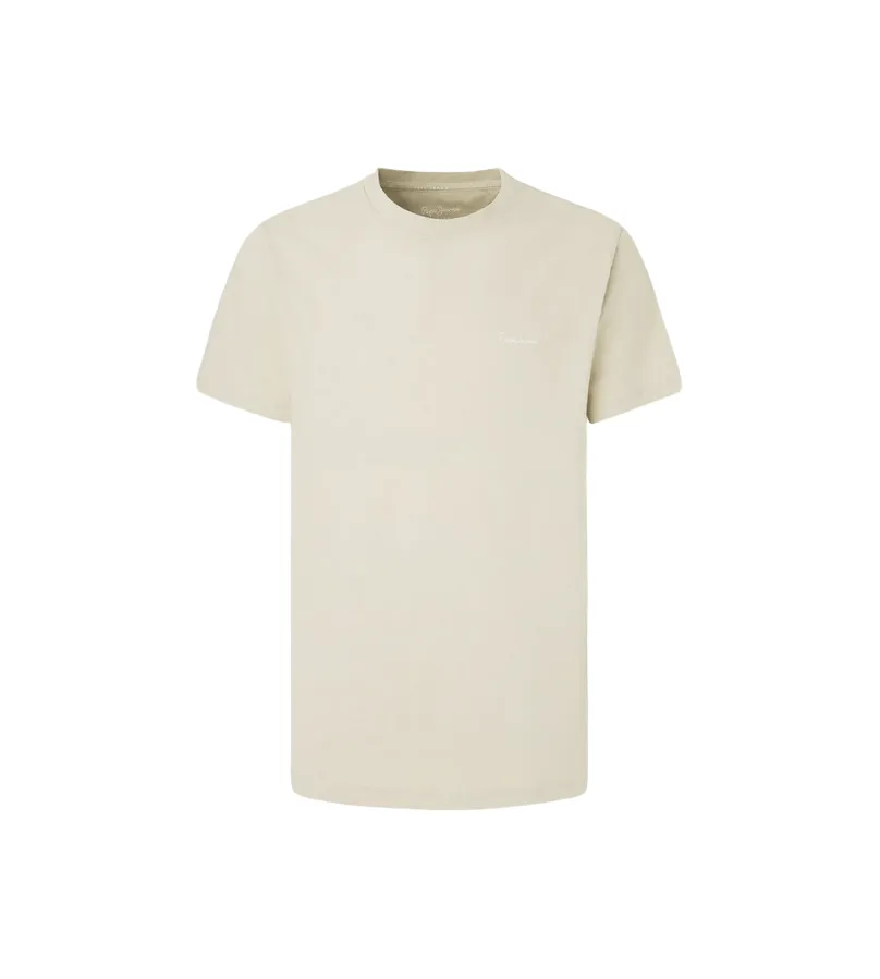 Pepe Jeans men's short sleeve t-shirt with embroidered logo Connor PM509206 821 beige