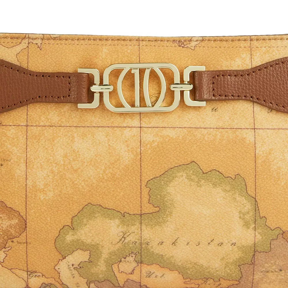 Pochette con Manichetto 1A Classe Alviero Martini linea Geo Destiny stampa Geo Classic e Castagna PH56