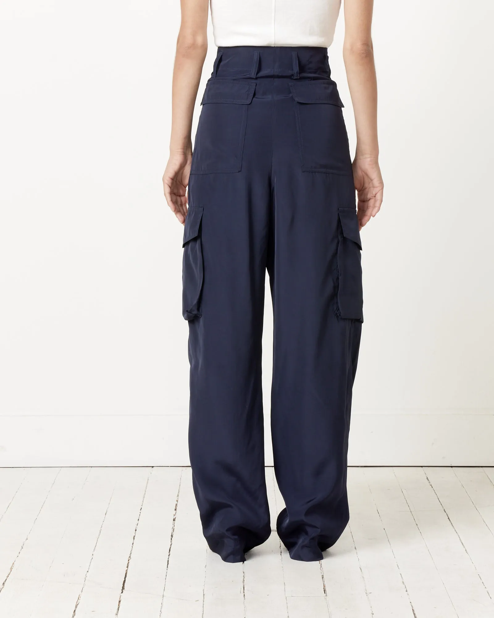 Polkar Wide-Leg Cargo Pants in Navy