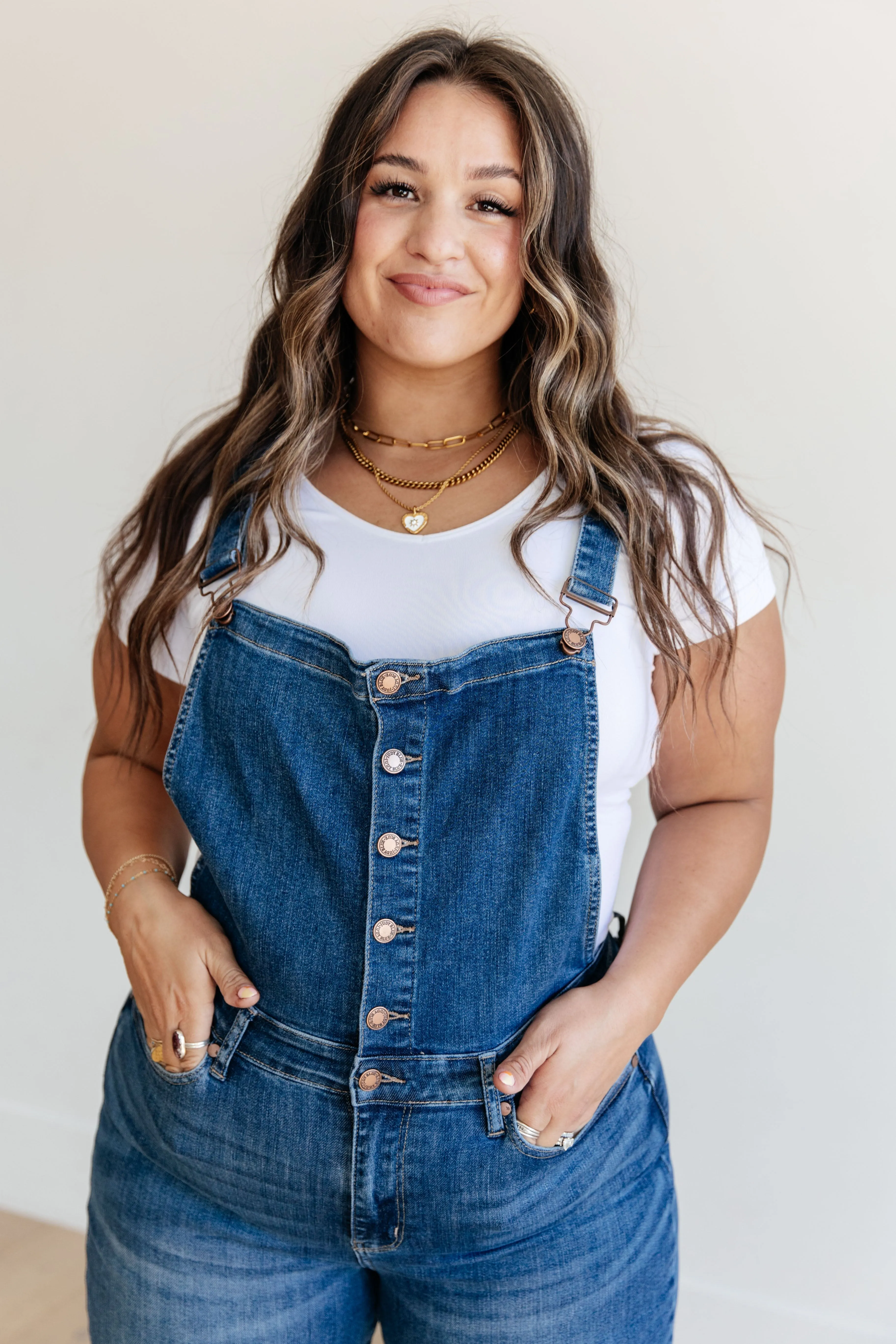 Priscilla High Rise Crop Wide Leg Denim Overalls by Judy Blue