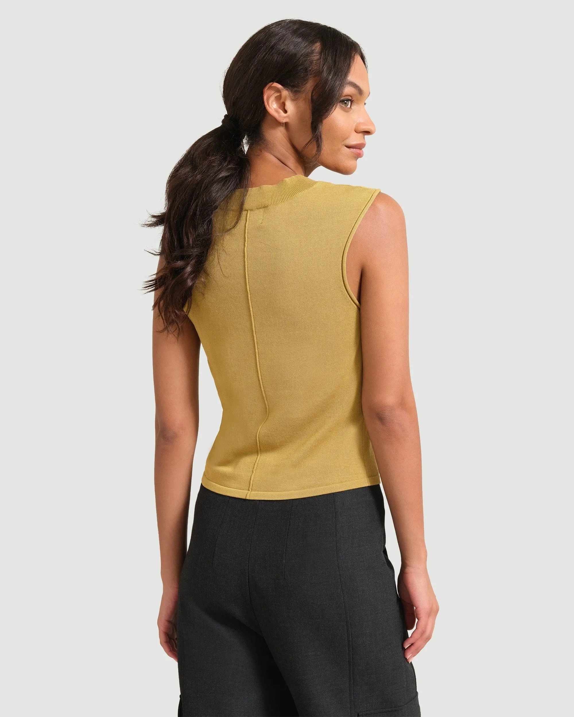 Priya V-Neck Cropped Sweater Tank