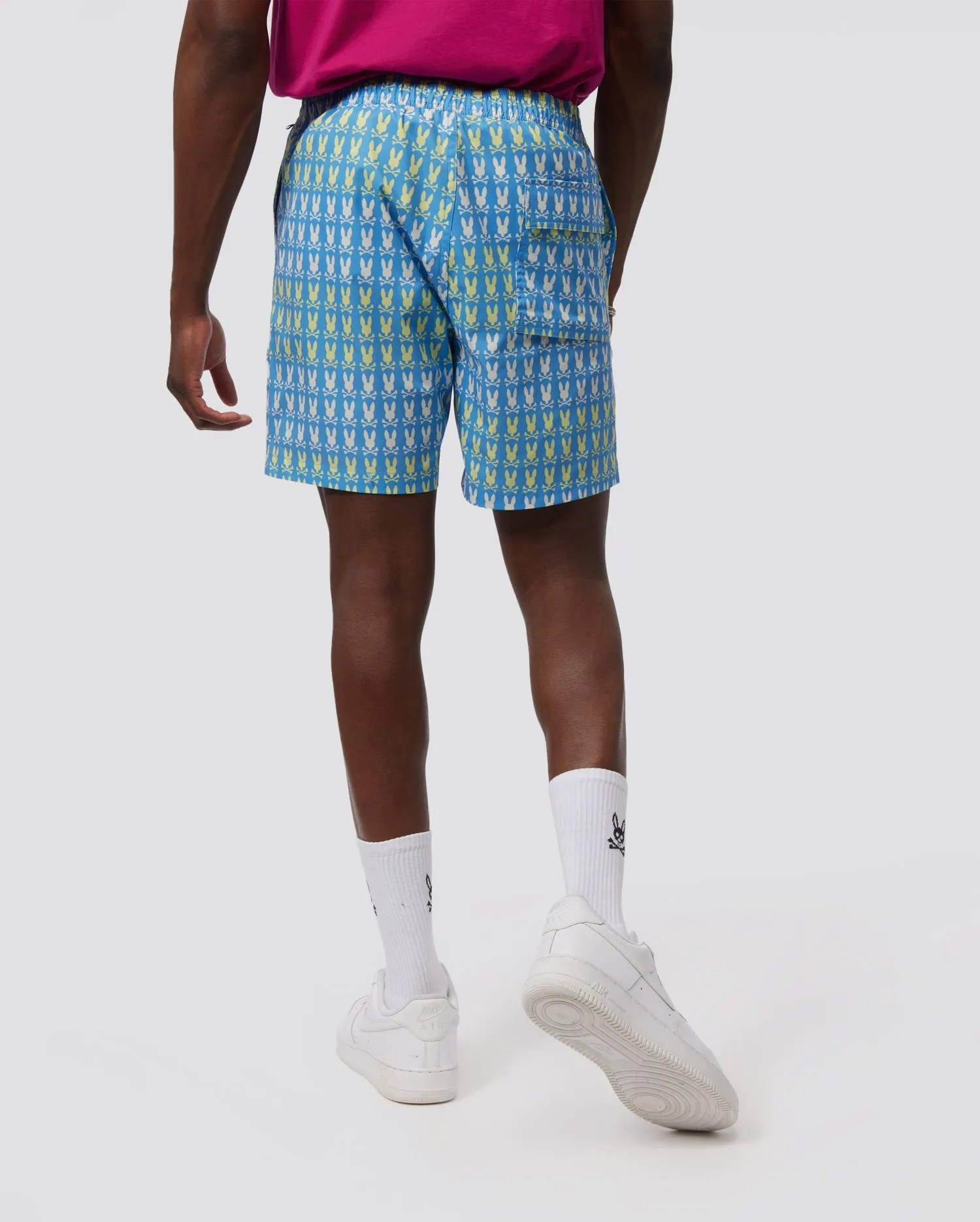 Psycho Bunny Mens Barker All Over Print Swim Shorts - Cool Blue