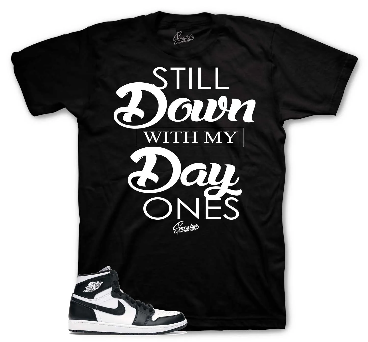 Retro 1 Black And White Shirt - Day Ones - Black