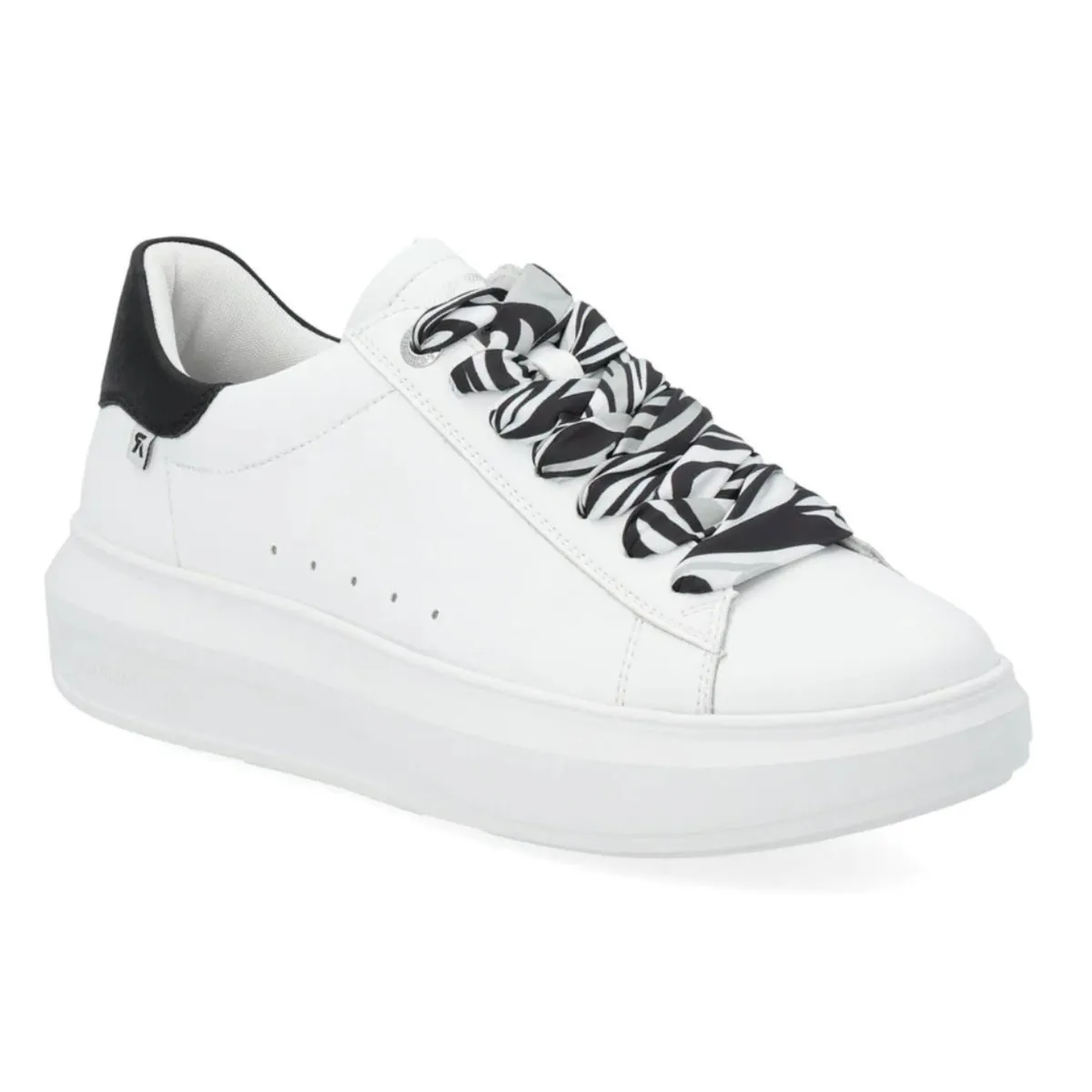 Rieker Women's W1201-80 Adelia White/Black Leather