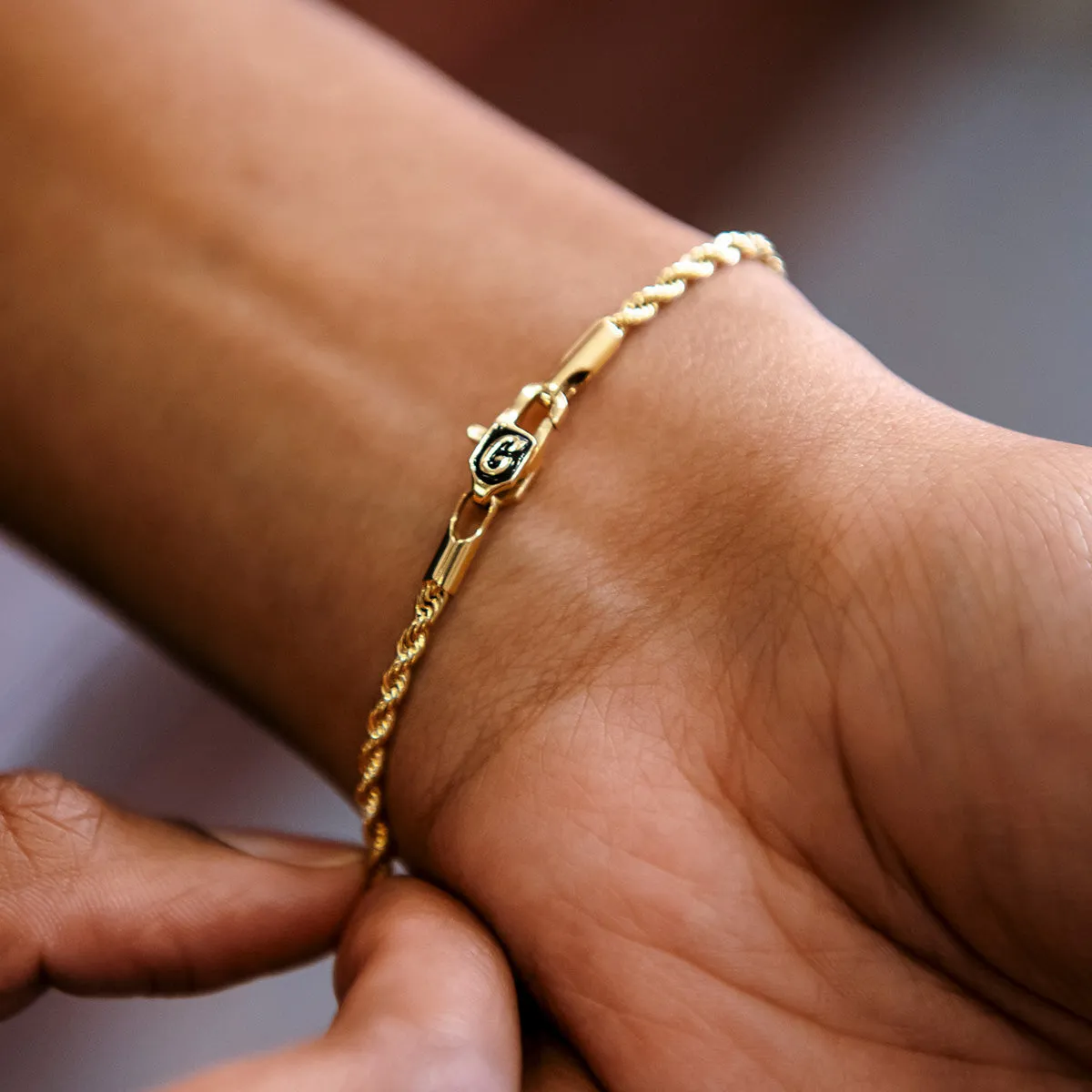 Rope Bracelet in Yellow Gold- 2mm