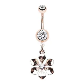 Rose Gold Springtime Flower WildKlass Belly Button Ring