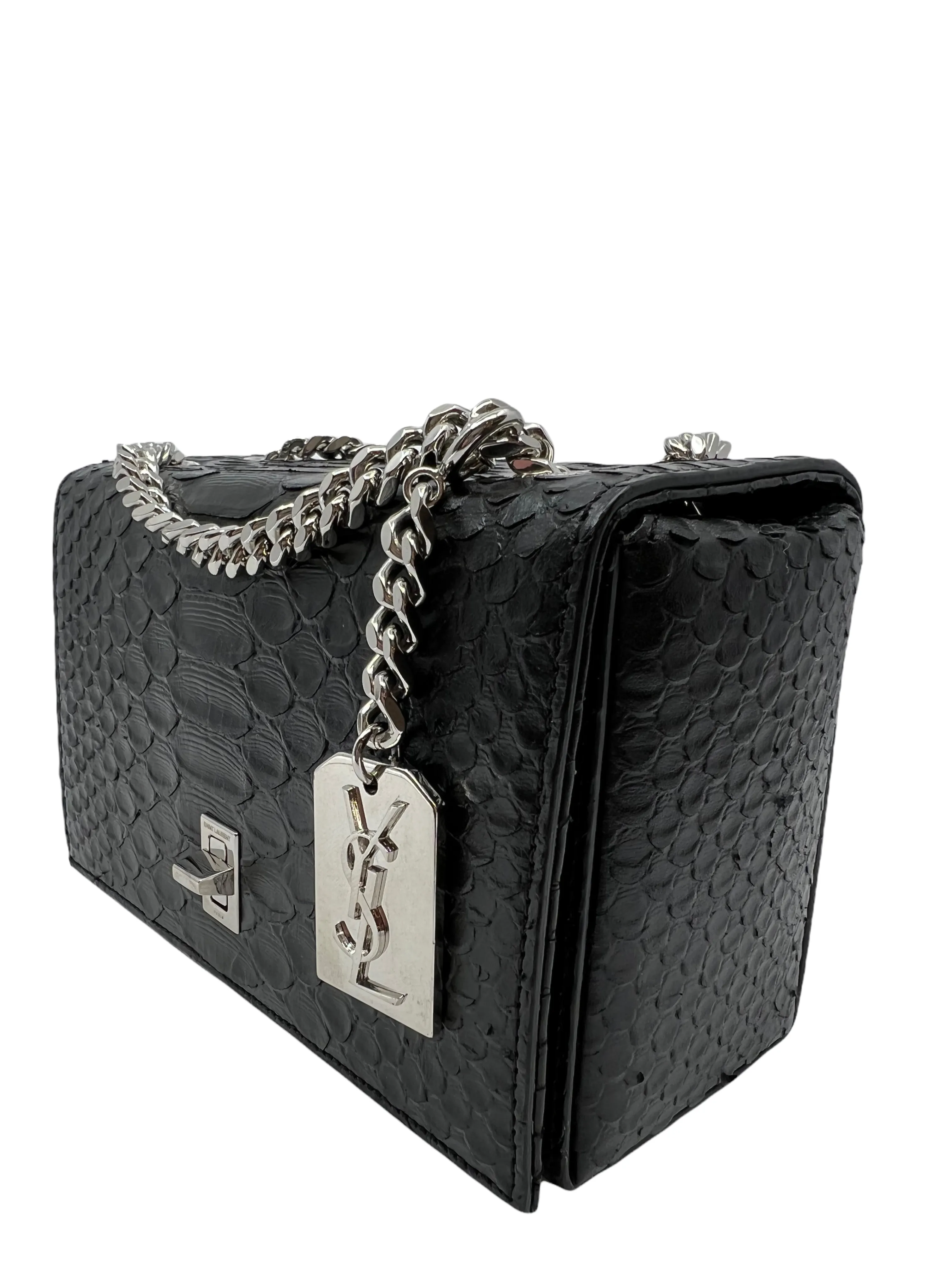 Saint Laurent Calfskin Snakeskin Embossed Mini Shoulder Bag