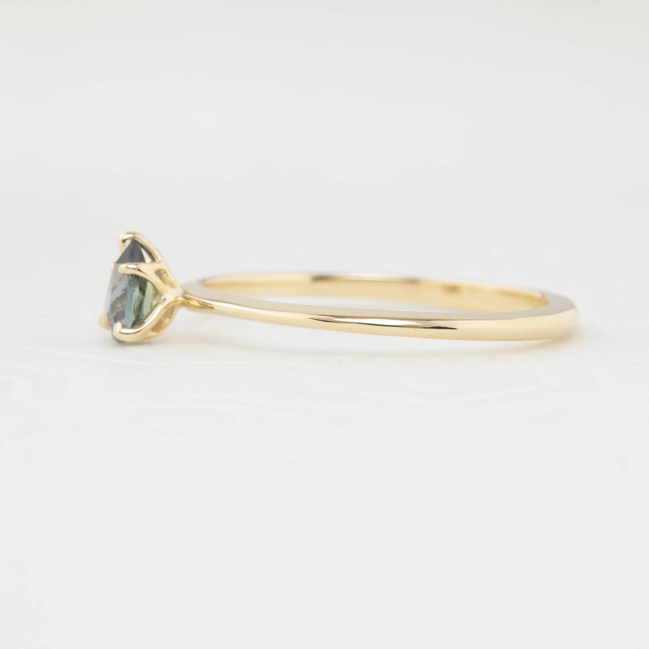 Sara Ring - 0.35ct Unheated Blue Green Teardrop Sapphire