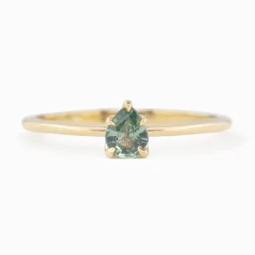 Sara Ring - 0.35ct Unheated Blue Green Teardrop Sapphire