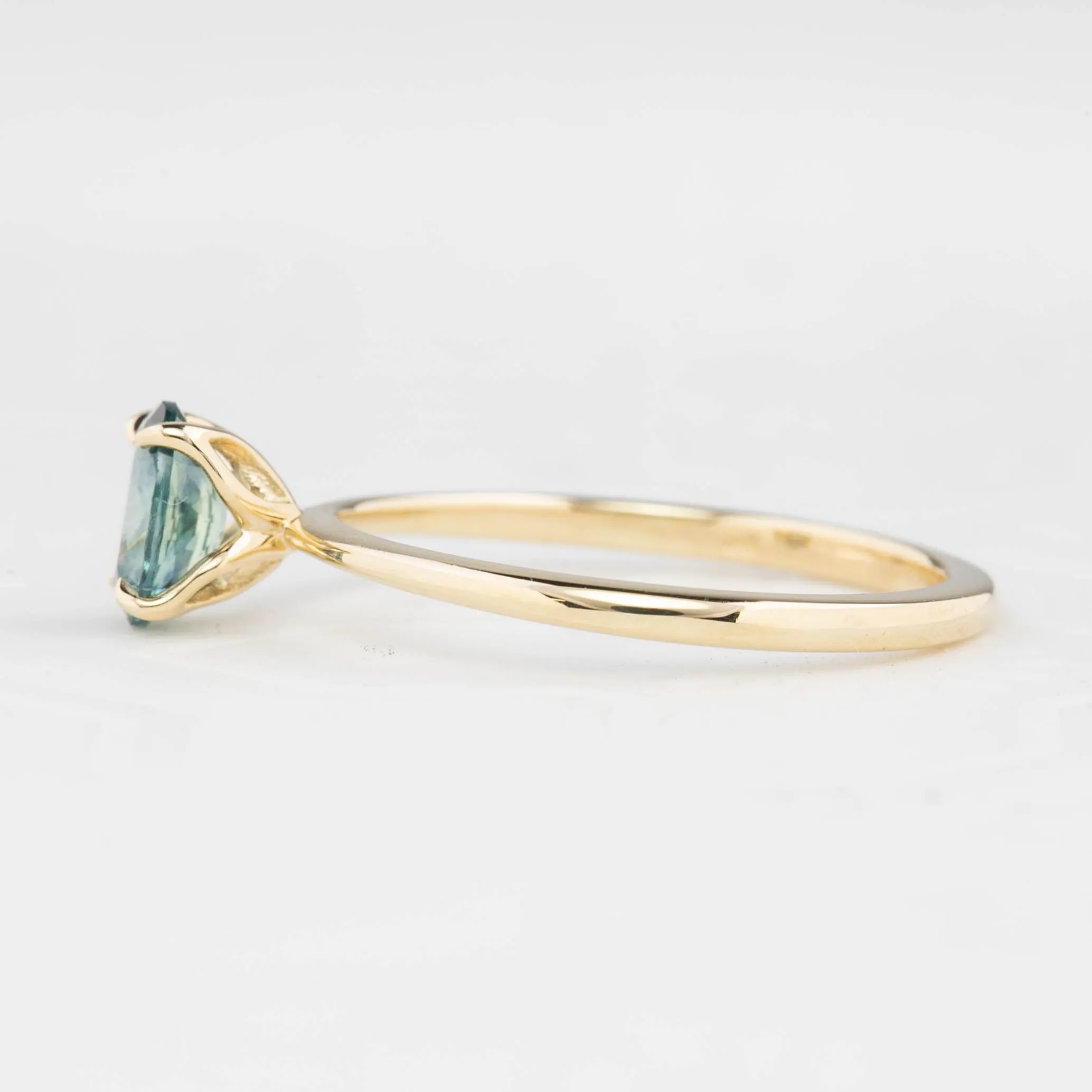 Sara Ring 0.73ct Blue Green Montana Sapphire, 14K Yellow Gold (One of a kind)