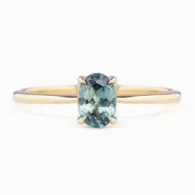 Sara Ring 0.73ct Blue Green Montana Sapphire, 14K Yellow Gold (One of a kind)