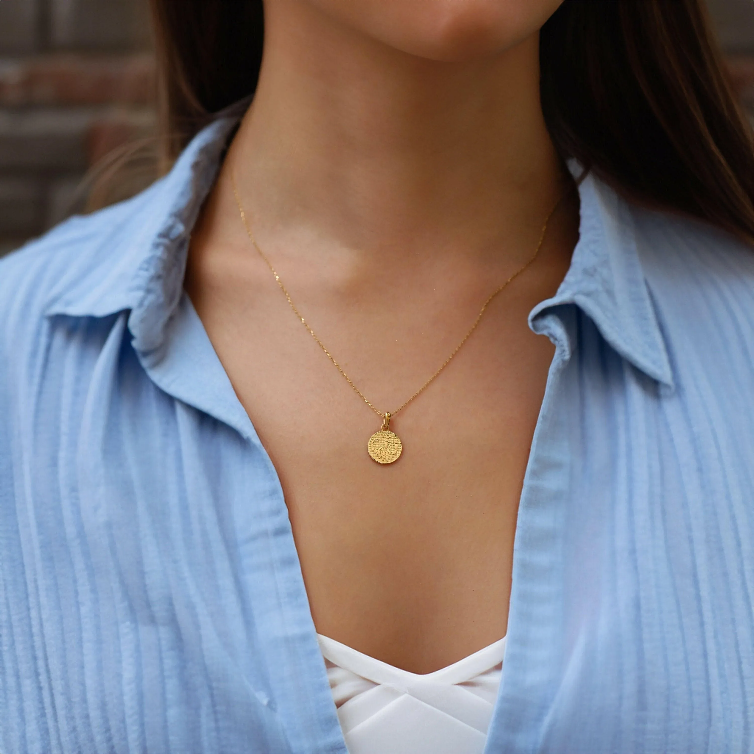 Scorpio Zodiac Necklace | 14K Solid Gold