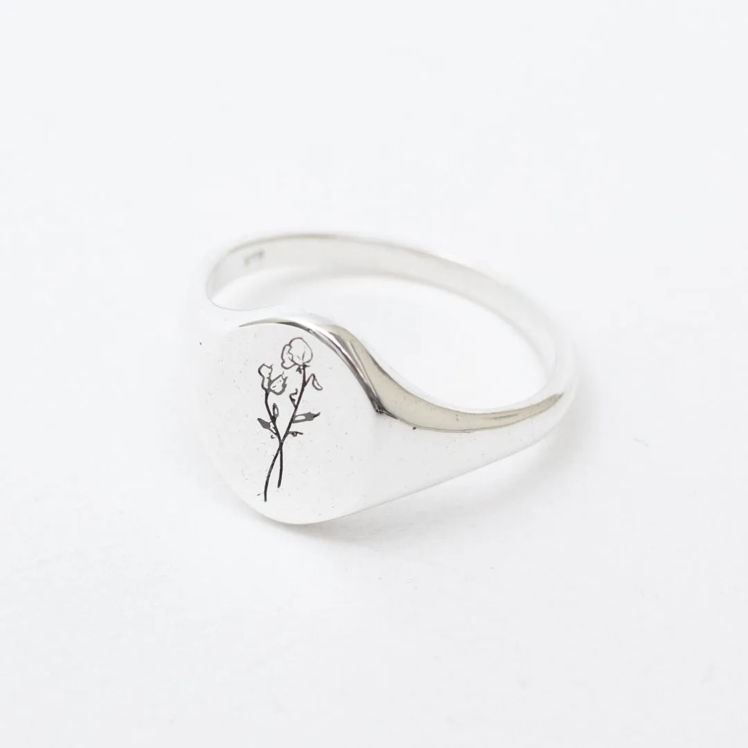 September Birth Flower Signet Ring