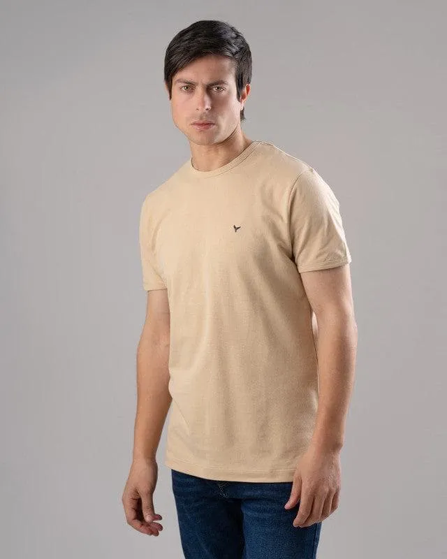 SHORT SLEEVE SLIM T-SHIRT - BEIGE