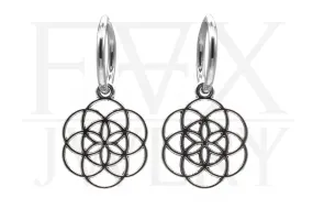 Silver Flower of Life Hoops