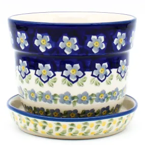 Sm Flower Pot w/Plate in Periwinkle