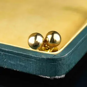 Solid 14K Gold Ball Stud Earrings