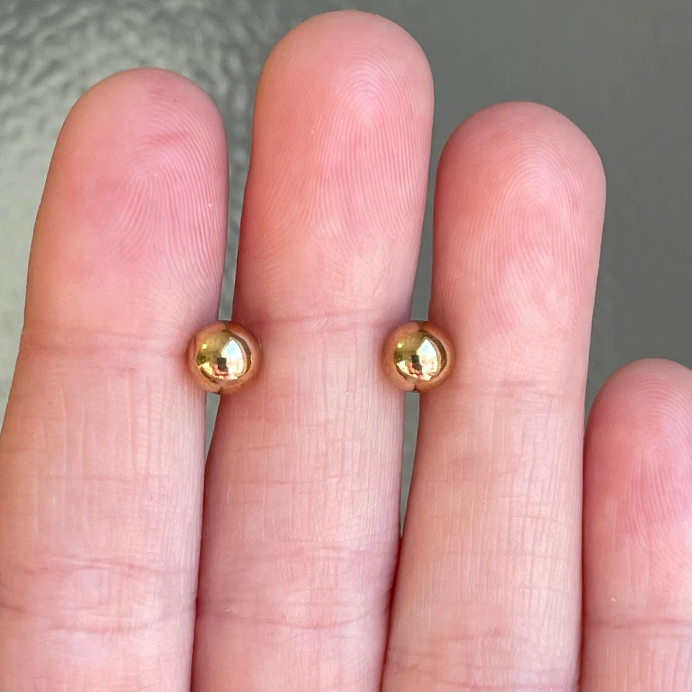 Solid 14K Gold Ball Stud Earrings