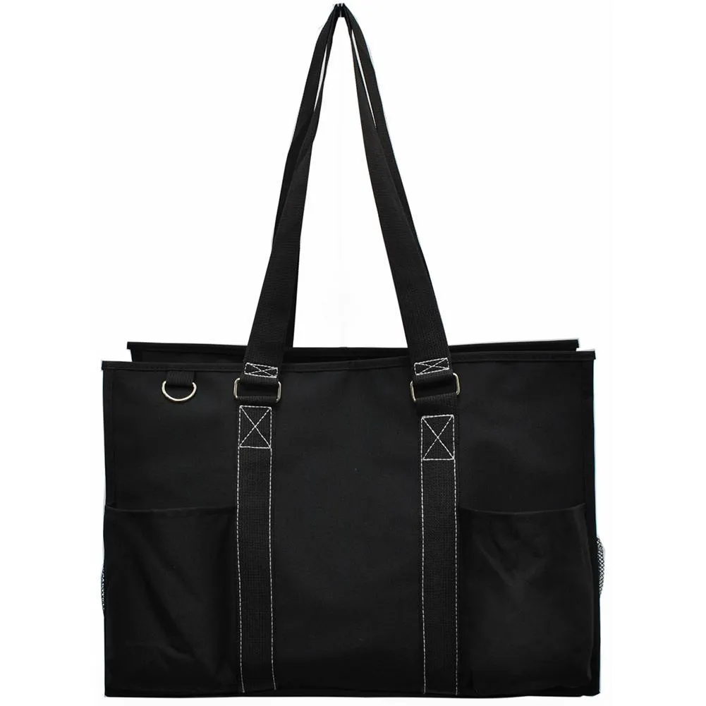 Solid Black NGIL Zippered Caddy Large Organizer Tote Bag