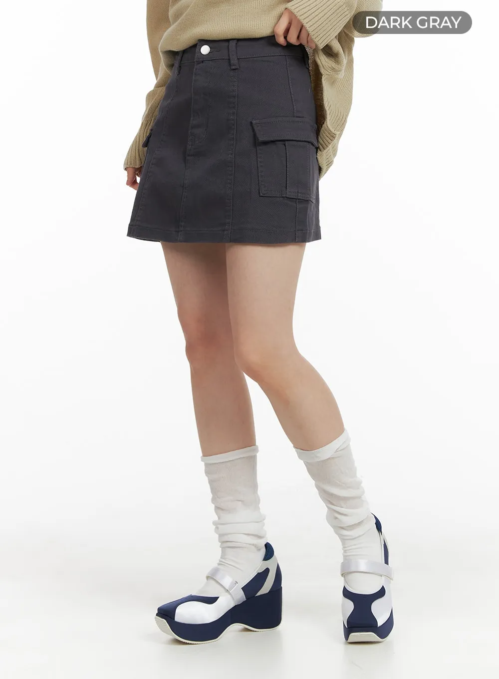 Solid Cargo Mini Skirt OM408