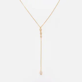 Solid Gold 9 Lives Cats Eye Moonstone Lariat