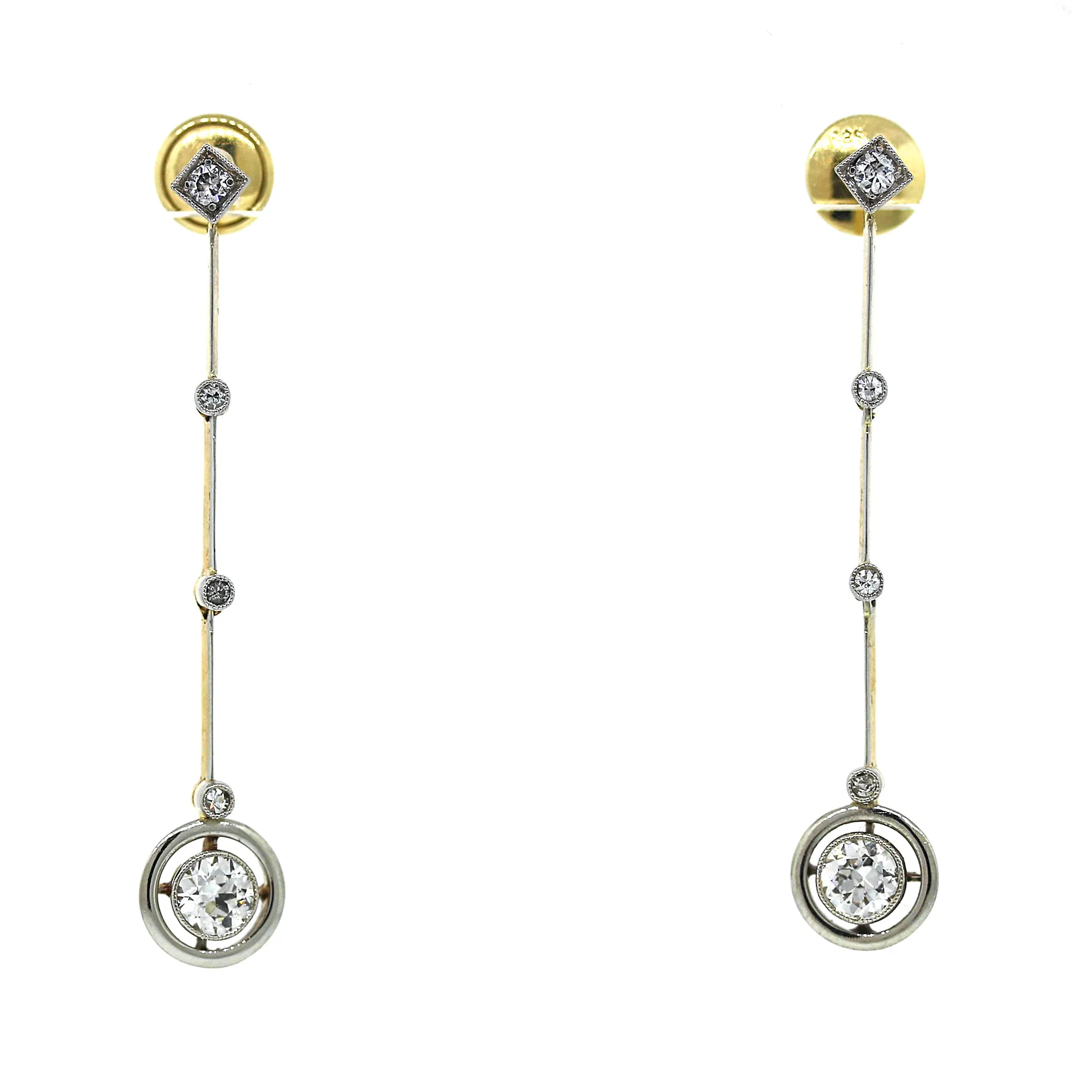 Solid Gold Diamond Drop Earrings